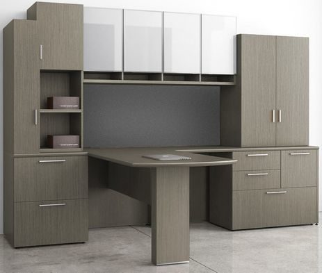 Elite Custom L-Shaped Peninsula Workstation w/Right Return