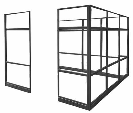 9' x 9' x 7'H Clear Glass Modular Office w/ Black Frame - Add-On Cubicle