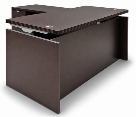 Mocha Adjustable Height Manager's L-Shaped Desk