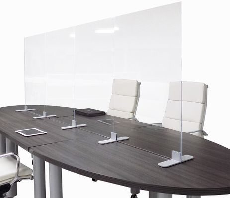 Adjustable Conference Table Clear Acrylic Safety Barrier - Sets up 8', 10' or 12' long!  - IN STOCK!
