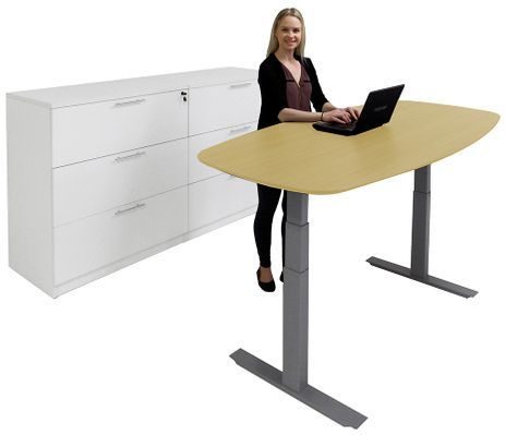 WorkTrend Boat-Shaped Adjustable Electric Lift Table/Desk