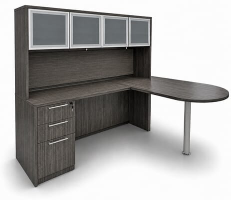 Charcoal Peninsula L-Shaped Desk w/Hutch