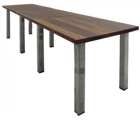 12' x 3' Standing Height Solid Wood Conference Table w/ Industrial Steel Legs