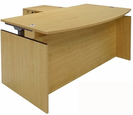 Maple Adjustable Height Bow Front L-Shaped Desk