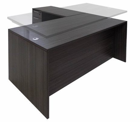 Charcoal Adjustable Height Rectangular Front L-Shaped Desk