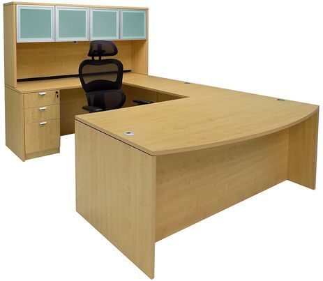 Maple Conference U-Shaped Workstation with Hutch