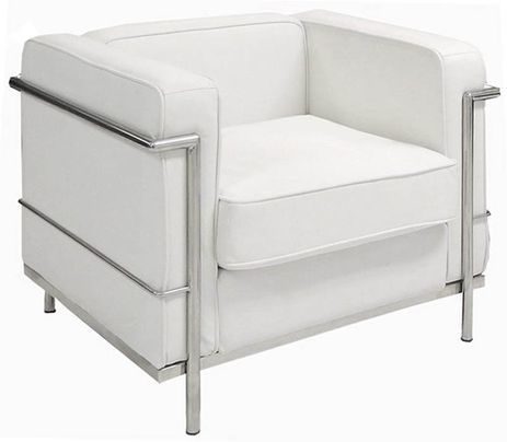 Modern Classic Leather Reception Seating in White or Black - Chair