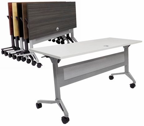 Flip & Stow Mobile Training Tables w/Privacy Panel - 60