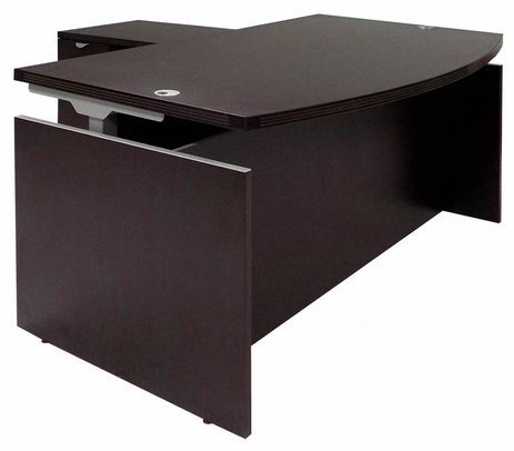 Mocha Adjustable Height Bow Front L-Shaped Desk