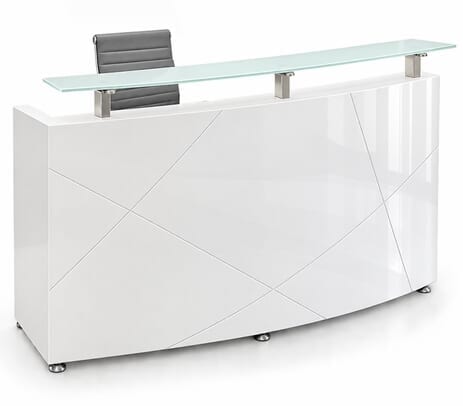 Modern High Gloss White Curved Reception Desk