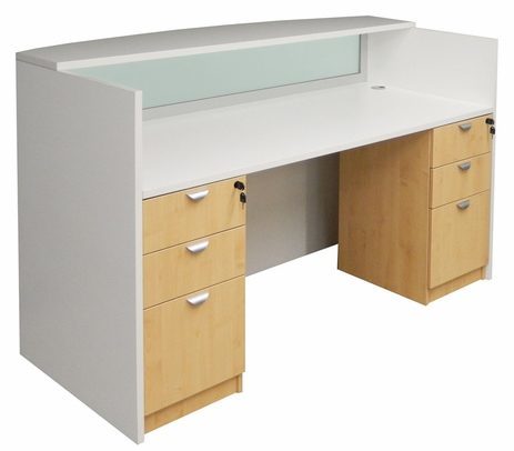 White & Woodgrain Rectangular Reception Desk