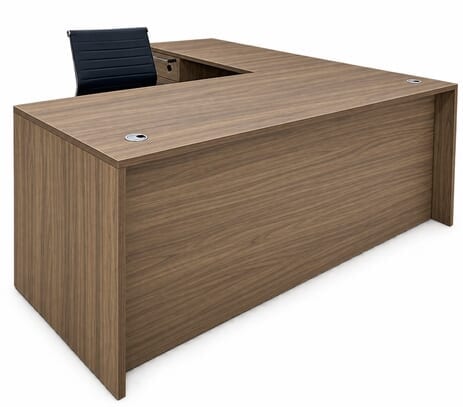 Urban Walnut Executive L-Shaped Desk w/6 Drawers - 71
