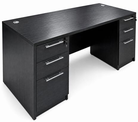 Black Rectangular Managers Desk w/6 Drawers