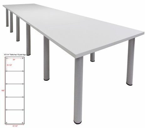 15' x 4' White Conference Table