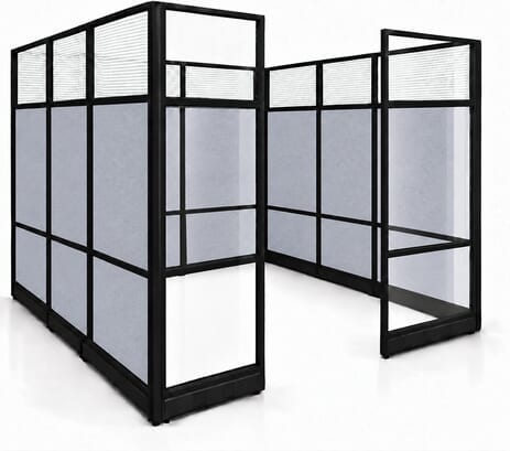 9' x 9' x 7'H Modular Office w/ Sound Absorbing PET Panels & Glass Clear Front Panels - Starter