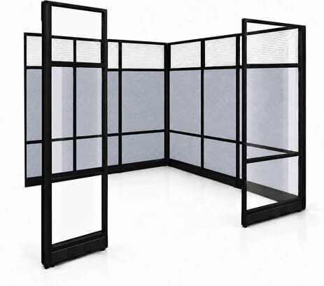 9' x 9' x 7'H Modular Office w/ Sound Absorbing PET Panels & Glass Clear Front Panels - Add On