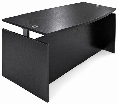 Black Adjustable Height Bow Front Desk