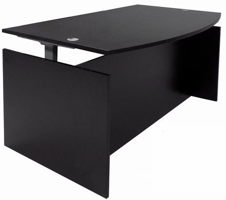 Black Adjustable Height Bow Front Desk