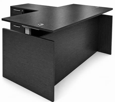 Black Adjustable Height Rectangular Front L-Shaped Desk