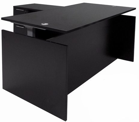 Black Adjustable Height Rectangular Front L-Shaped Desk