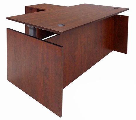 Cherry Adjustable Height Rectangular Front L-Shaped Desk