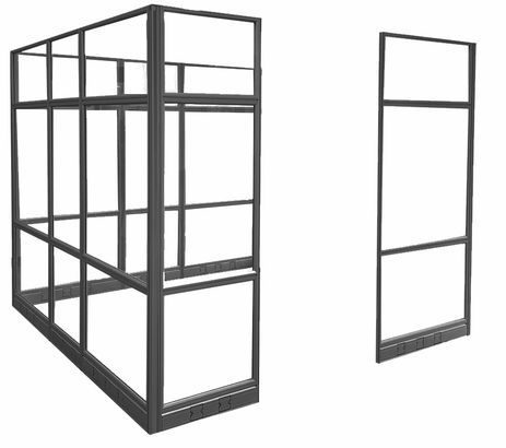 8' x 8' x 7'H Clear Glass Modular Office w/ Black Frame - Add-on Cubicle