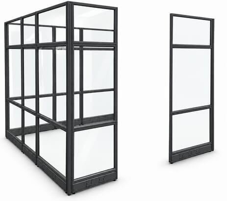 8' x 8' x 7'H Clear Glass Modular Office w/ Black Frame - Add-on Cubicle