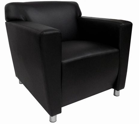 Black Leather Reception Seating - Club Chair