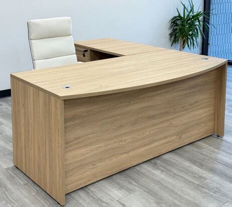 Beaumont Bow Front L-Shaped Desk w/6 Drawers - 71