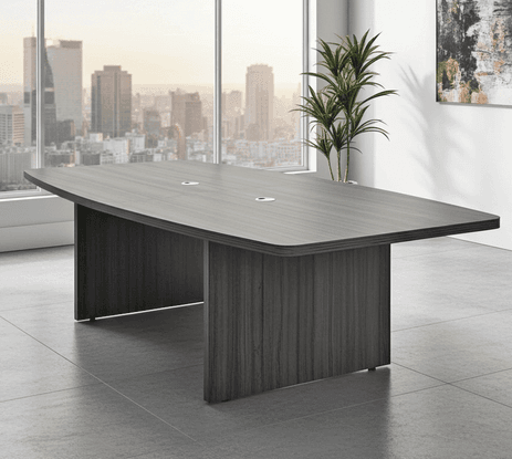 8' Charcoal Boat Shaped Conference Table