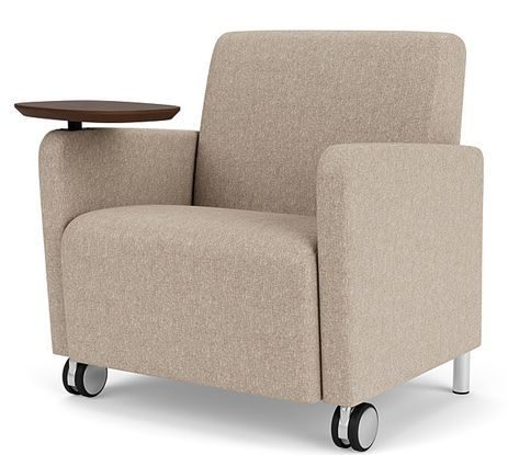 Ravenna 500 lbs Bariatric Guest Chair w/ Casters & Swivel Tablet in Upgrade Fabric or Healthcare Vinyl