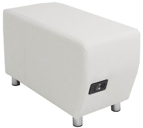 White Leather Powered & USB Charging Ottoman
