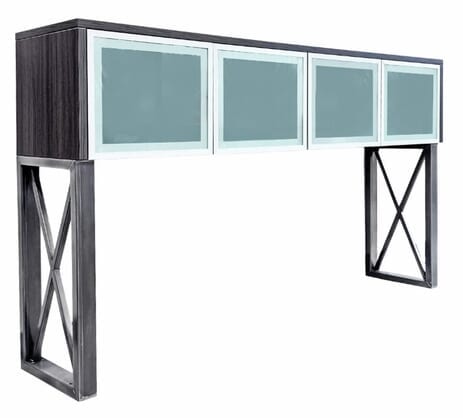 Xdustrial Series Raw Metal Frame Overhead Storage with Glass Doors