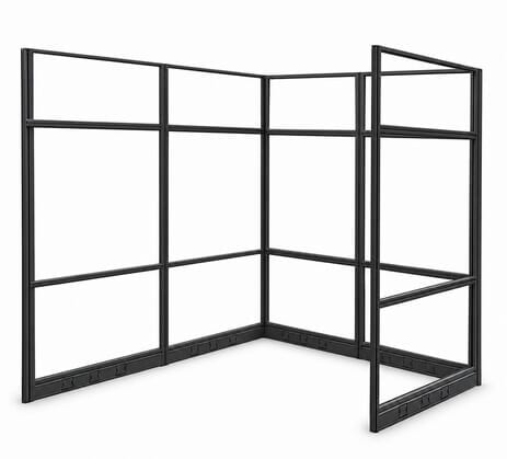 6' x 6' x 7'H Clear Glass Modular Office w/ Black Frame - Add-On Cubicle 