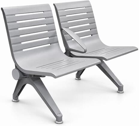 Ascend Steel Public Seating Series - 2-Seat Beam Seater in Gray Mist