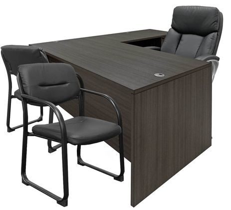 Office Desk & Chair Set for 10' x 10' Office - Charcoal Laminate