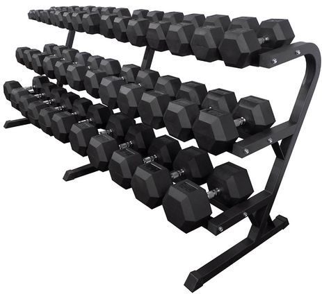 5 to 100 lbs. Dumbbell Sets w/Storage Rack - 2100 lbs Total