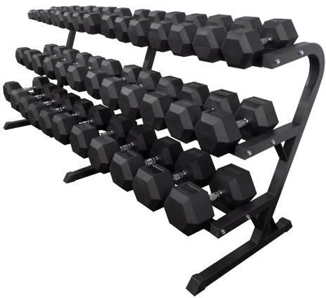 5 100 Lb. Dumbbell Sets w Storage Rack 2100 lbs Total