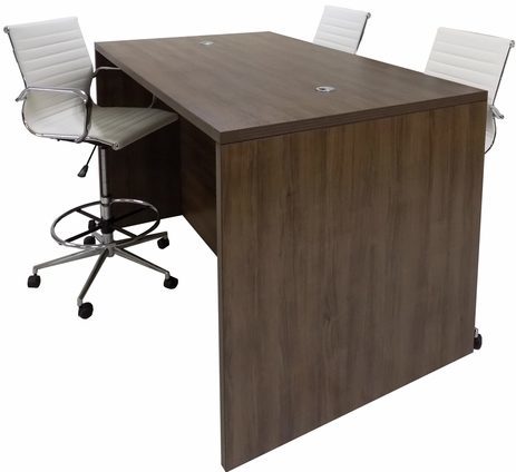 Team Standing Height Meeting Table in Modern Walnut