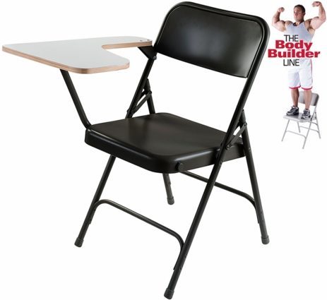 Steel Folding Chair with Tablet Arm - 480 lb Capacity