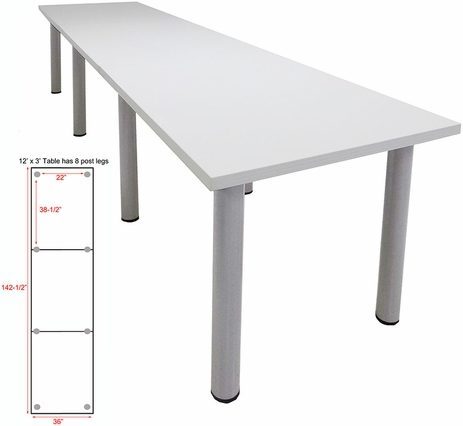 12' x 3' White Conference Table