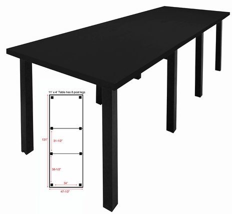 11' x 4' Standing Height Conference Table w/Square Post Legs