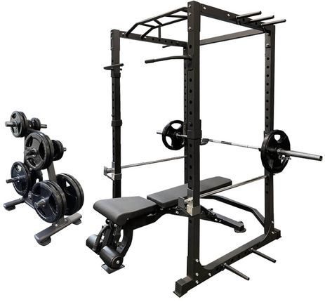 Complete Free Weight Fitness Set with The Beast Power Rack and Bench