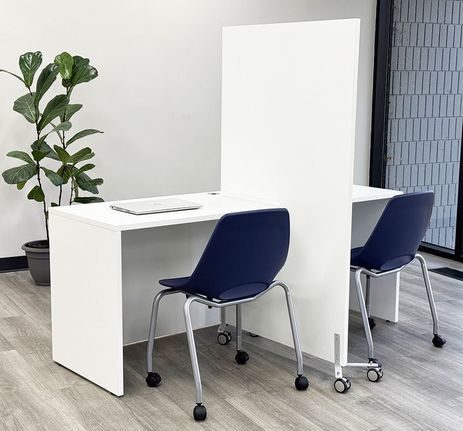 6' Value White Seminar Table / Lab Desk  with Mobile Divider