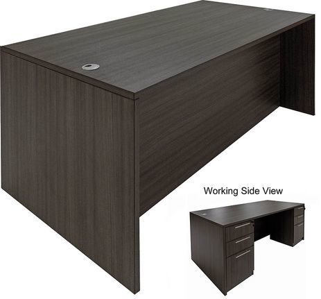 Charcoal Rectangular Executive Desk w/6 Drawers