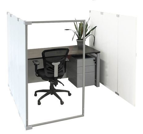 6'W x 6'D x 5'H Economy White Laminate Fully Furnished Modular Office - Longitudinal Add On Office