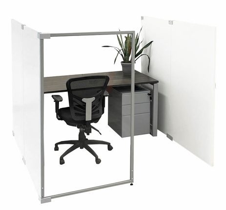 6'W x 6'D x 5'H Economy White Laminate Fully Furnished Modular Office - Longitudinal Add On Office