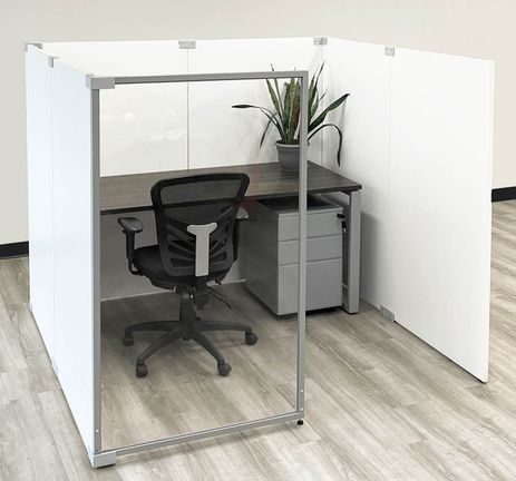 6'W x 6'D x 5'H Economy White Laminate Fully Furnished Modular Office