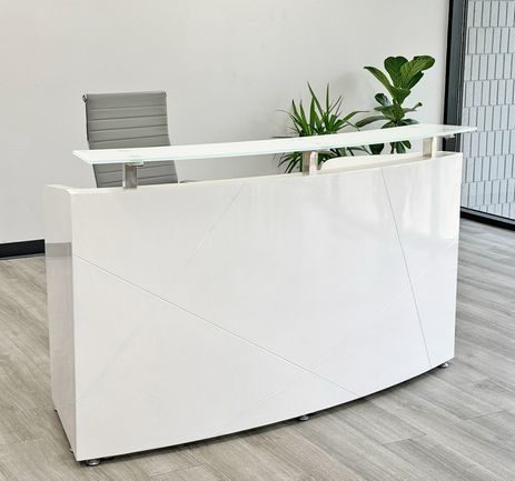 Modern High Gloss White Curved Reception Desk