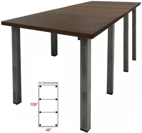 9' x 4' Standing Height Solid Wood Conference Table w/ Industrial Steel Legs